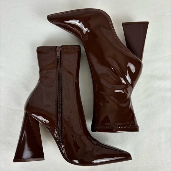 Steve Madden Ticker Boots Retro Funky Flare Chunky Heel Ankle Boot Brown Size 6 - Picture 5 of 16